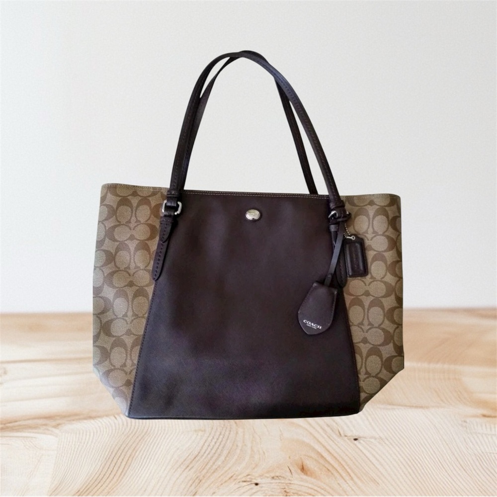 Coach Signature Brown and Tan Tote